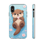 Kawaii Otter Animal Phone Case, Floating Shell Vector Cute Cover