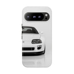 White MK4 Supra Phone Case, Retro 90s JDM Tough Cover for Car Enthusiasts