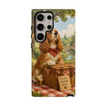 Cocker Spaniel Picnic Scene phone case | vintage dog art