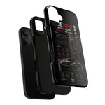 R35 GTR Infographic Phone Case, Black Spec Sheet Tough Cover