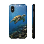 Sea Turtle Reef Phone Case, Coral Ocean Dappled Sunlight Tough Cover