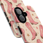 Pink Cowboy Boots phone case | Western pattern | Pastel stars