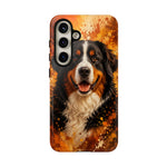Bernese Mountain Dog Portrait Tough Phone Case - Warm Paint Splatter