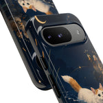 Turkish Van Swimming Cat Tough Case | Whimsical Night Pond, Lily Pads, Ducks