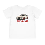 Skyline R34 GT-R Toddler T-Shirt – JDM White Car with Red Wheels Graphic