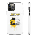 Z06 Corvette Phone Case, Yellow Sketch Reveal Chrome Cover