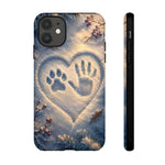 Pet Paw Print Phone Case Snow Heart Tough Cover Gift Art