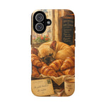 Sleeping French Bulldog with Croissants phone case | cute bakery scene