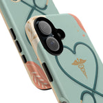 Stethoscope Heart Phone Case, Nurse Icon Teal Cover