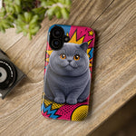 British Shorthair Round Pop Art Tough Phone Case
