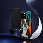 Boston Terrier Pop-Art Portrait Tough Phone Case - Teal Orange