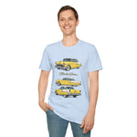 Yellow 1955 Chevy Bel Air T-Shirt | Vintage Classic Car Trio Illustration