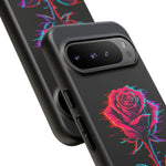 Glitch Rose Neon Phone Case Vaporwave Tough Cover