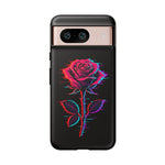 Glitch Rose Neon Phone Case Vaporwave Tough Cover