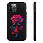 Glitch Rose Neon Phone Case Vaporwave Tough Cover