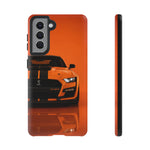 Orange Mustang Art Phone Case, GT500 American Muscle Car Tough Cover for Male