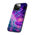 Neon Dolphin Ocean Vaporwave Art Tough Phone Case