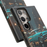 Vintage Teal 1957 Bel Air Classic Car Tough Case | Retro Rainy City Phone Cover