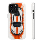 Z06 C8 Phone Case, White Top-Down Painterly Stripe Cover