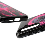 Chrome Lion Phone Case, Neon Grid Katakana Pride Tough Cover