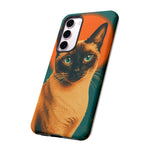Siamese Cat Retro Halftone Portrait Case - Orange Teal Print