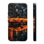 Orange Daytona Phone Case, Rainy City Night Muscle Car Tough Cover