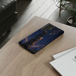 Starry Wizard Cat on Books phone case