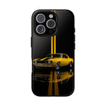 Yellow Camaro Z28 Phone Case, Classic Muscle Car Studio Stripe Cover