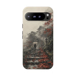 Autumn Temple Steps phone case | Japanese watercolor landscape cover