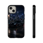 Black C7 City Skyline Rooftop Sports Car Tough Phone Case