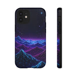 Retro Neon Mountains Phone Case | Vaporwave Galaxy Landscape