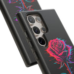 Glitch Rose Neon Phone Case Vaporwave Tough Cover
