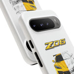 Z06 Corvette Phone Case, Yellow Sketch Reveal Chrome Cover
