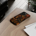 DJ Cat Phone Case, Glowing Turntables Folk Art Cover