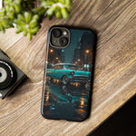 Vintage Teal 1957 Bel Air Classic Car Tough Case | Retro Rainy City Phone Cover