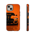 Orange Mustang Art Phone Case, GT500 American Muscle Car Tough Cover for Male