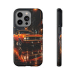 Orange Cuda Phone Case, Rainy City Night Muscle Car Tough Cover