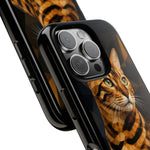 Bengal Cat Geometric Portrait Tough Phone Case - Gold Black Poly