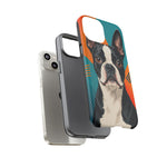 Boston Terrier Pop-Art Portrait Tough Phone Case - Teal Orange