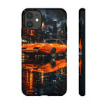 Orange Daytona Phone Case, Rainy City Night Muscle Car Tough Cover
