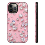 Pink Rhinestone Diamond Pattern Phone Case | Sparkle Gem Print