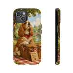 Cocker Spaniel Picnic Scene phone case | vintage dog art