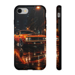 Orange Cuda Phone Case, Rainy City Night Muscle Car Tough Cover