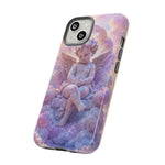 Cherub Cloud Throne Phone Case, Pastel Marble 3D Render Cover