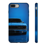 Muscle Car Phone Case Blue 68 Charger RT, Retro Tough Cover for Men