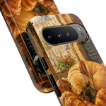 Sleeping French Bulldog with Croissants phone case | cute bakery scene