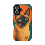 Siamese Cat Retro Halftone Portrait Case - Orange Teal Print