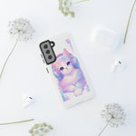 Pastel Cat Phone Case, Headphones Glitch Color Block Cover