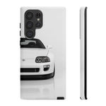White MK4 Supra Phone Case, Retro 90s JDM Tough Cover for Car Enthusiasts