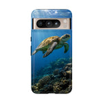 Sea Turtle Reef Phone Case, Coral Ocean Dappled Sunlight Tough Cover